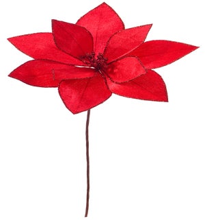 Floral Glitter Edge Poinsettia Pick