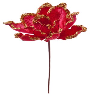 Floral Gold Edge Poinsettia Pick