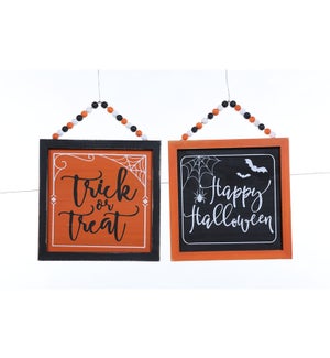 Wood H.Hall/Trick Treat Frm with Bead 2 Asst
