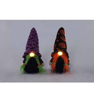 Plsh Witch Gnome Glow 2 Asst