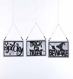 Wood B/W Hall 3D Words Hang 3 Asst