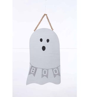 Wood Boo Ghost with Bead Hang