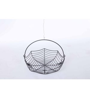 Metal Blk Spider Web Basket with Handle