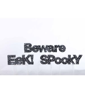 Wood Eek/Spooky/Beware Web Stand 3 Asst