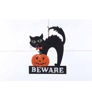 Metal Beware Cat/Pumpkin Wall