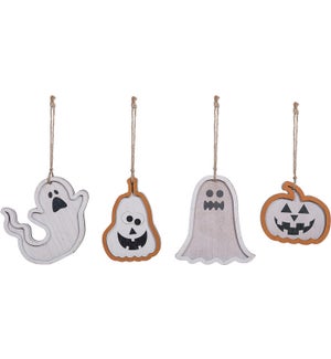 Wd Boo Crew 2-Sided Ghost Wall Hang 4 Asst