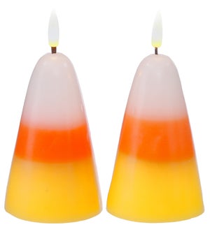 Gls Candy Corn LED  S/2