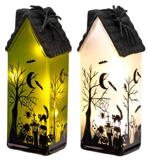 Lg Gls LED Haunted House 2 Asst