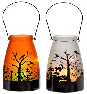 Gls LED Halloween Jars 2 Asst
