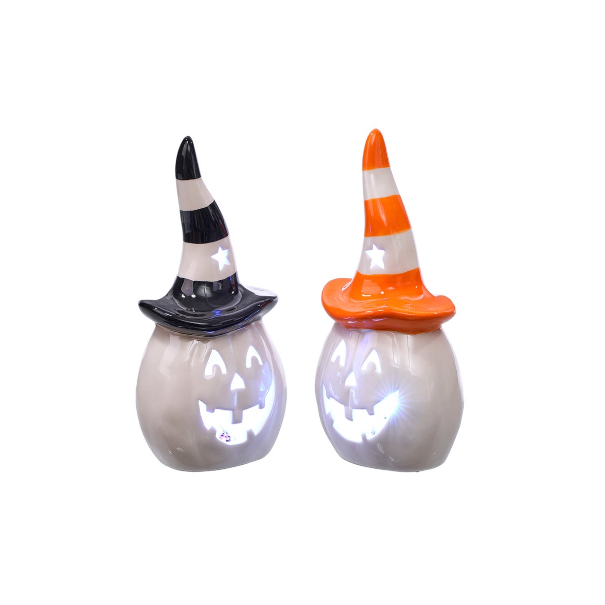 Cer Witch Hat Pumpkin Led 2 Asst