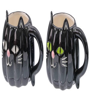 Cer Cat Face Mug 2 Asst