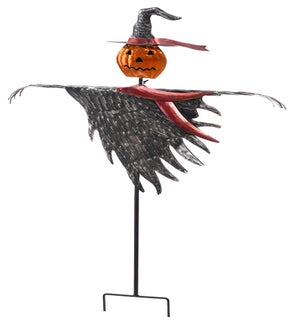 Lg Mtl Pumpkin Head Scarecrow Stake