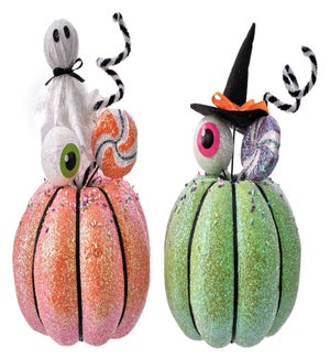 Fab Glitter Eyeball Pumpkin 2 Asst