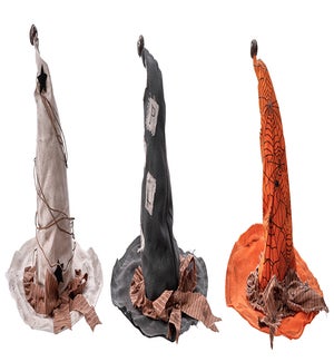 Lg Fab Rustic Witch Hat 3 Asst