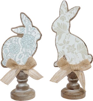 Sm Wd Choc Crm Bunny/Pedestal 2 Asst