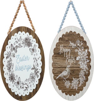 Wd Choc Crm Rnd Scallop W/Bead Hang 2 Asst
