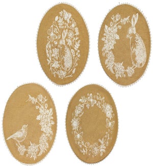 Burlap Choc Crm Placemat 4 Asst