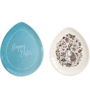 Cer Choc Crm Bunny Egg Plate S/2