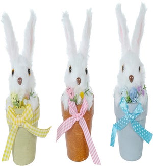 Fabric Bunny/Pot 3 Asst