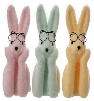 Fab Thinking Bunny w/ Glasses 3 Asst