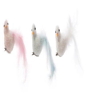 Beaded Bird w/ Clips 3 Asst