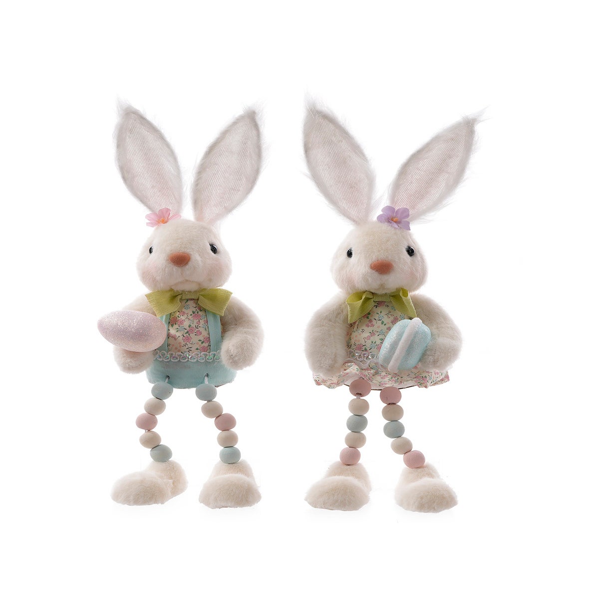 Fabric Flower Bunny Shelf Sitter 2 Asst