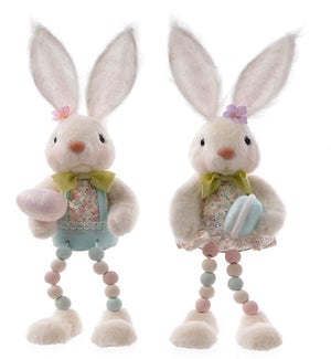 Fabric Flower Bunny Shelf Sitter 2 Asst