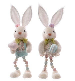 Fabric Flower Bunny Shelf Sitter 2 Asst