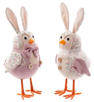 Fabric Lavender Bunny Ear Bird 2 Asst