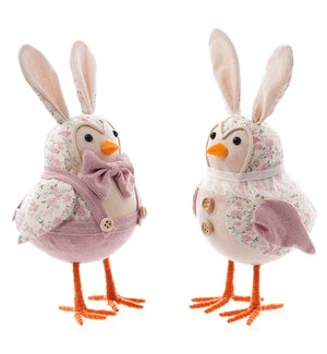 Fabric Lavender Bunny Ear Bird 2 Asst