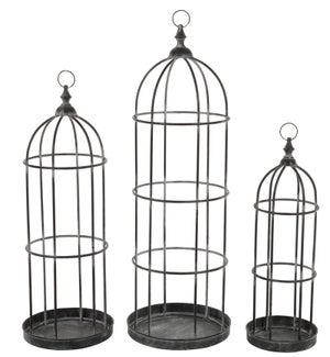 Metal Blk Open Pane Dome S/3
