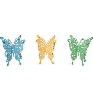 Mtl B/G/Y 3D Butterfly Stand 3 Asst