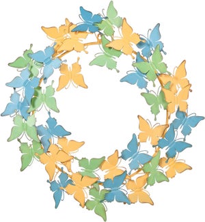 Mtl B/G/Y Butterfly Wreath