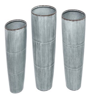 Galv Rnd Tall Pot S/3