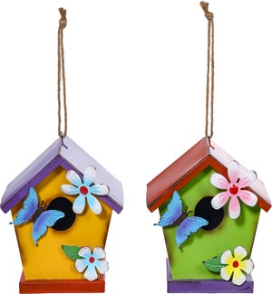 Mtl Brt Birdhouse Hang 2 Asst