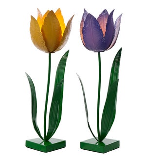 Lrg Mtl Tulip Standing 2 Asst