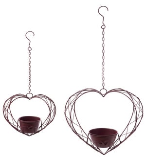 Mtl Heart Container Hanging S/2