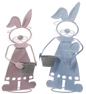 Mtl Bunny Couple w/ Pot 2 Asst