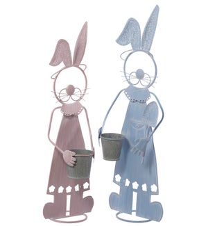 Mtl Bunny Couple w/ Pot 2 Asst