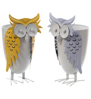 Lrg Mtl Owl Container