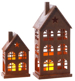 Lrg Mtl House Luminary S/2