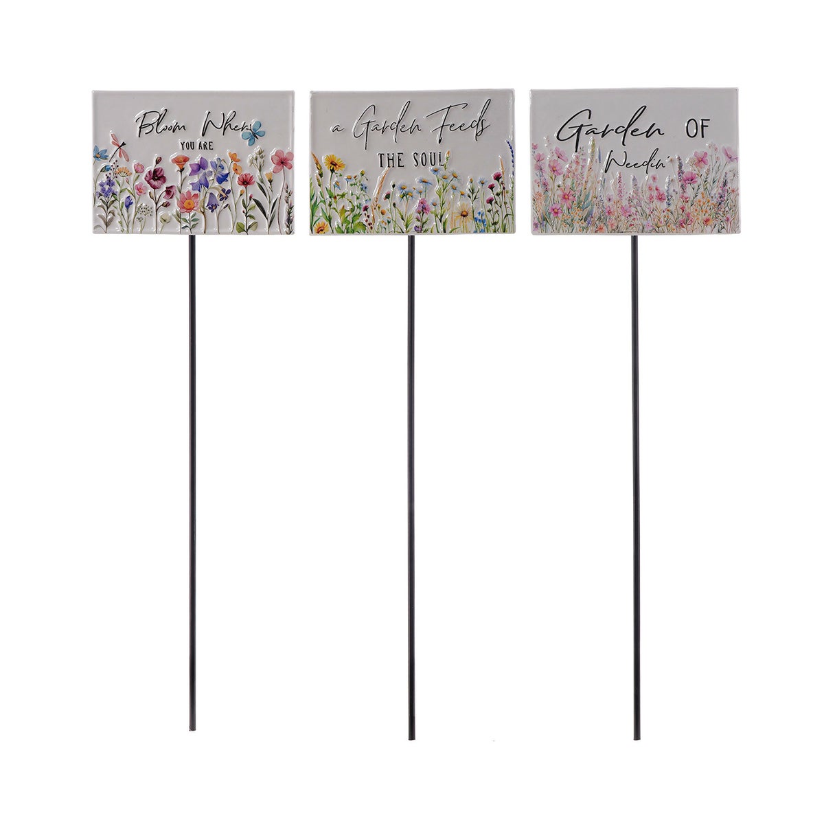 Metal Garden Flower Pick 3 Asst