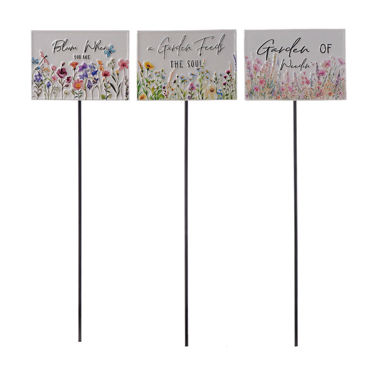 Metal Garden Flower Pick 3 Asst