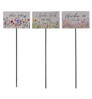 Metal Garden Flower Pick 3 Asst