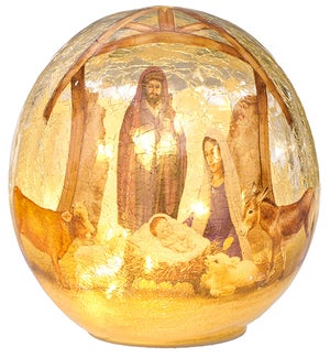 Gls Nativity Globe LED