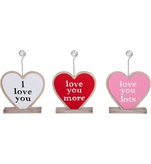 Wd R/W/P Word Heart Clip Stand 3 Asst