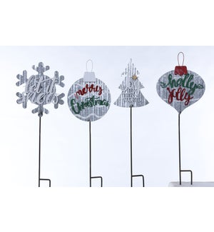 Galvanized Holiday Stake 4 Asst