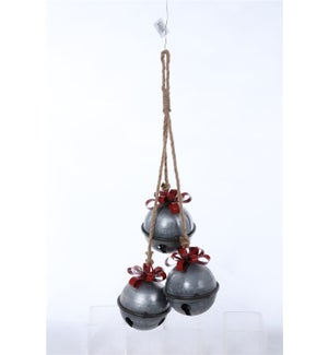 Galvanized 3-Bell with Bow Hang