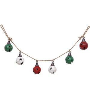 Large Metal R/with G Jingle Bell Garland