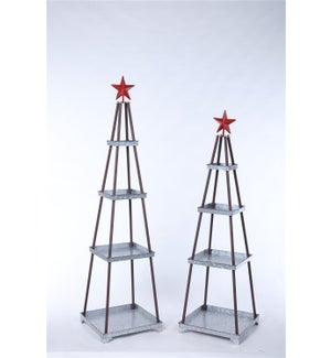 Large Galvanized 4-Shelf with Star Stand